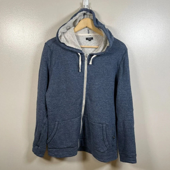Rails Noah Pinstripe French Terry Full Zip Hoodie Sweatshirt Size Medium Lounge - Picture 1 of 11